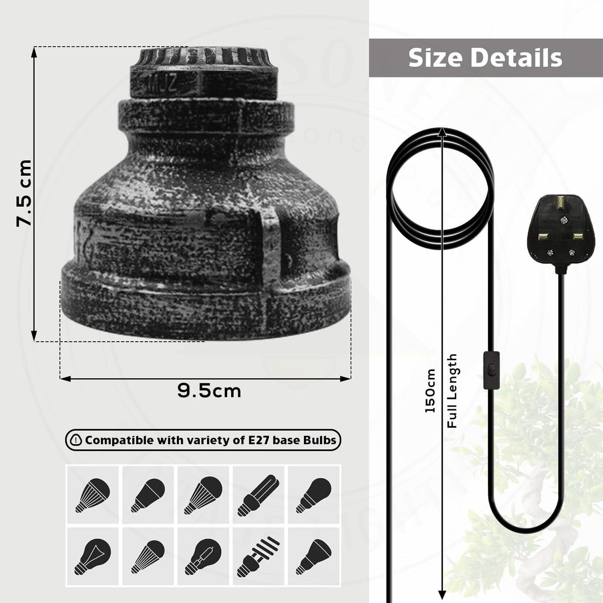 Industrial-Style Lamp Retro Water Pipe Design with 1.5m UK Cable - photo 3