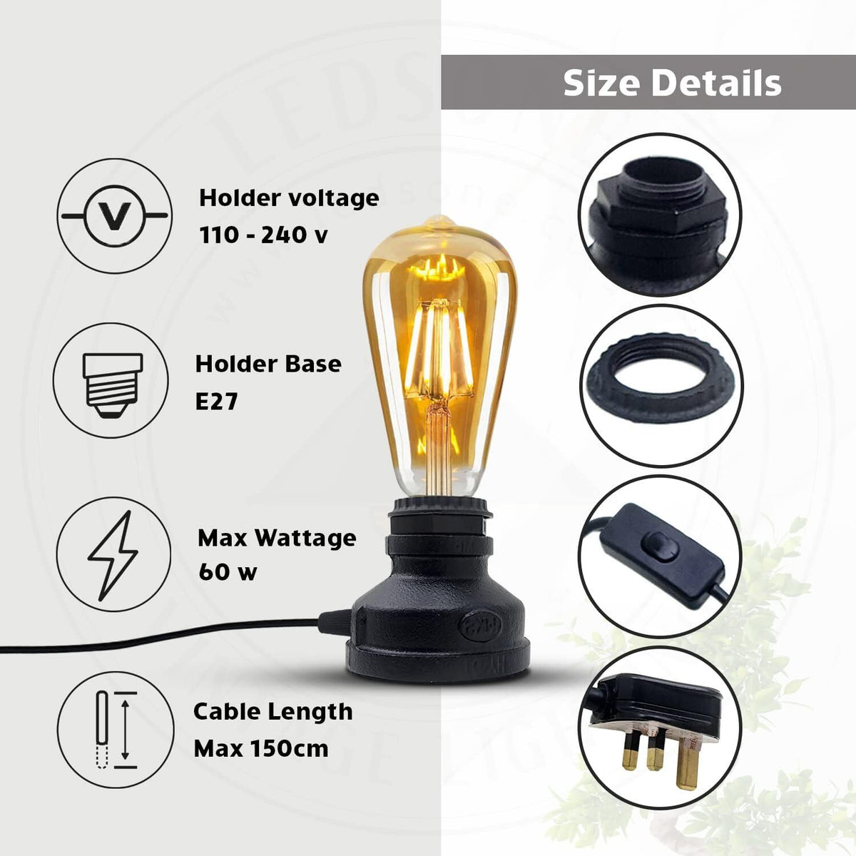 Industrial-Style Lamp Retro Water Pipe Design with 1.5m UK Cable - photo 4
