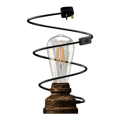 Industrial-Style Lamp Retro Water Pipe Design with 1.5m UK Cable - Brushed Copper, No Shade, Without Bulb