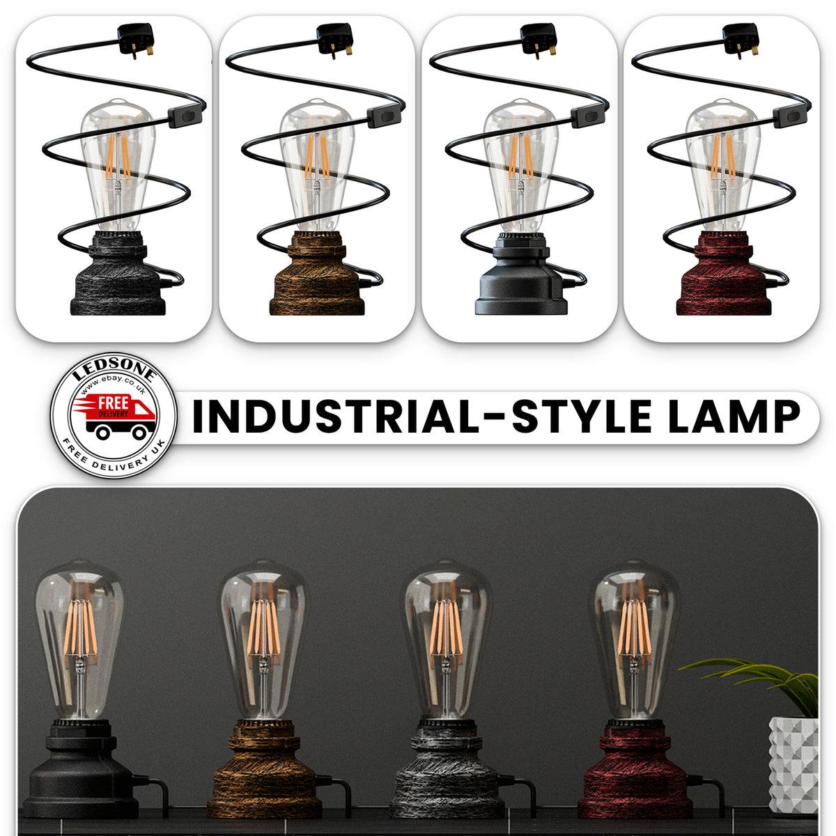 Industrial-Style Lamp Retro Water Pipe Design with 1.5m UK Cable