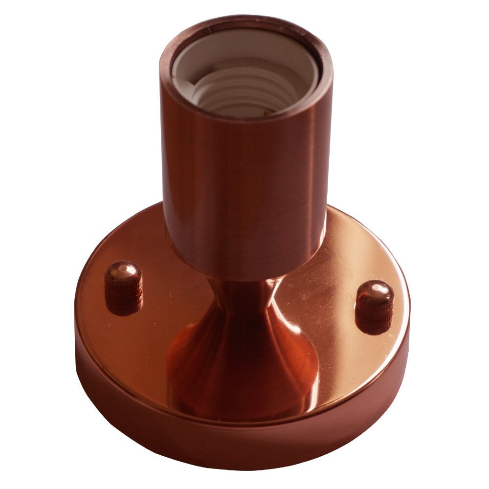 Flush Ceiling Lamp Holder – Rose Gold Plate & E27 Holder