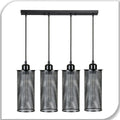 4-Light Cluster Pendant – Mesh Barrel, Tube, Box or Round Cages, E27 - Black, Barrel Cage Black, Without Bulb