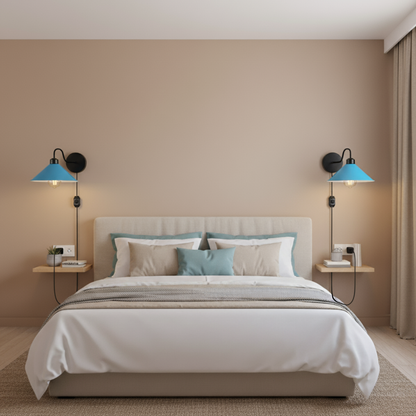 Plug-In Swan Neck Wall Light with Dimmer Switch – Black, Flat Cone Shade - photo 3