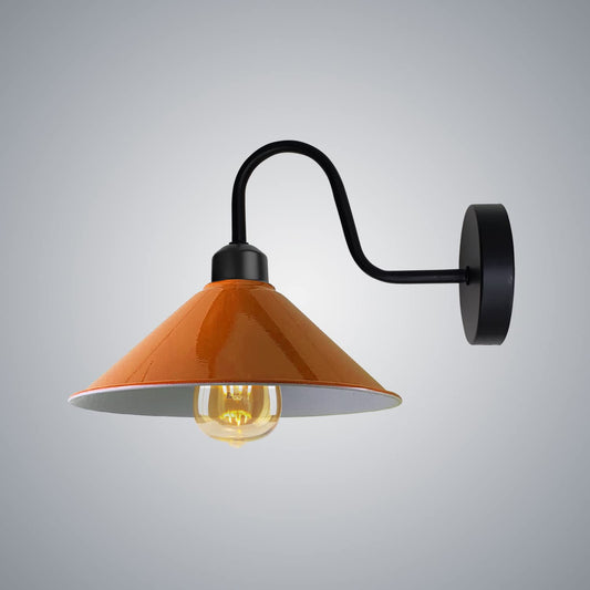 Industrial Swan Neck Wall Light Black with Shade – Flat, Small, Vintage Shades - photo 2