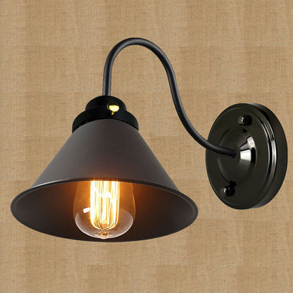 Industrial Swan Neck Wall Light Black with Shade – Flat, Small, Vintage Shades - photo 58