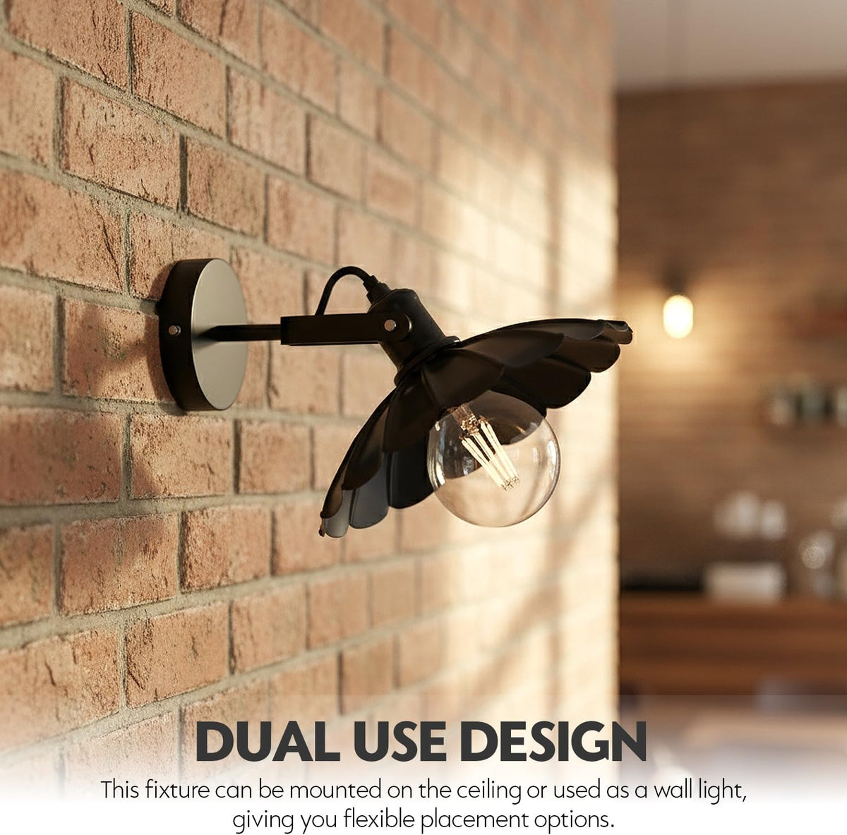 Swivel Semi Flush Light – Wall or Ceiling, Black, E27 - photo 3