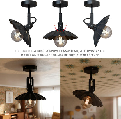 Swivel Semi Flush Light – Wall or Ceiling, Black, E27 - photo 6