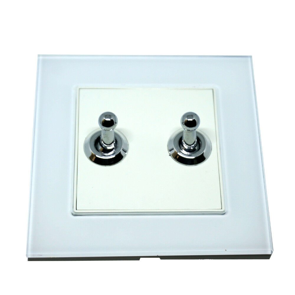 Industrial Toggle Light Switch Screwless – 1, 2 & 3 Gang - 2 Gang, White