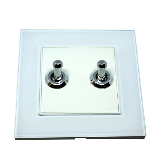 Industrial Toggle Light Switch Screwless – 1, 2 & 3 Gang - 2 Gang, White