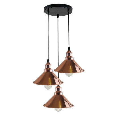 3 Light Cluster Pendant – Round Plate or Bar, 40+ Shade Choices, E27 - photo 18
