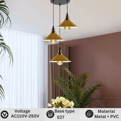 3 Light Cluster Pendant – Round Plate or Bar, 40+ Shade Choices, E27 - photo 5