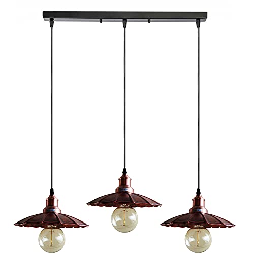 3 Light Cluster Pendant – Round Plate or Bar, 40+ Shade Choices, E27 - photo 26