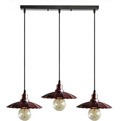 3 Light Cluster Pendant – Round Plate or Bar, 40+ Shade Choices, E27 - photo 26