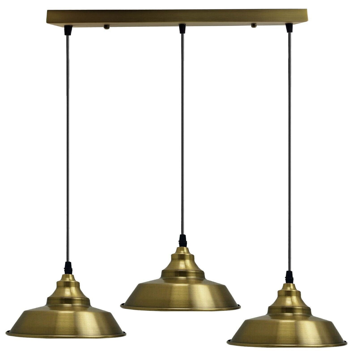 3-Light Vintage Dome Pendant – Round Plate or Bar, 8 Finishes - photo 8