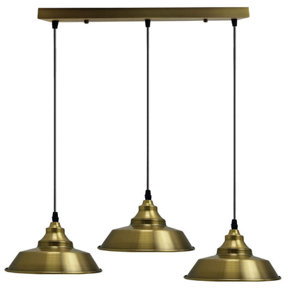 3-Light Vintage Dome Pendant – Round Plate or Bar, 8 Finishes - photo 8