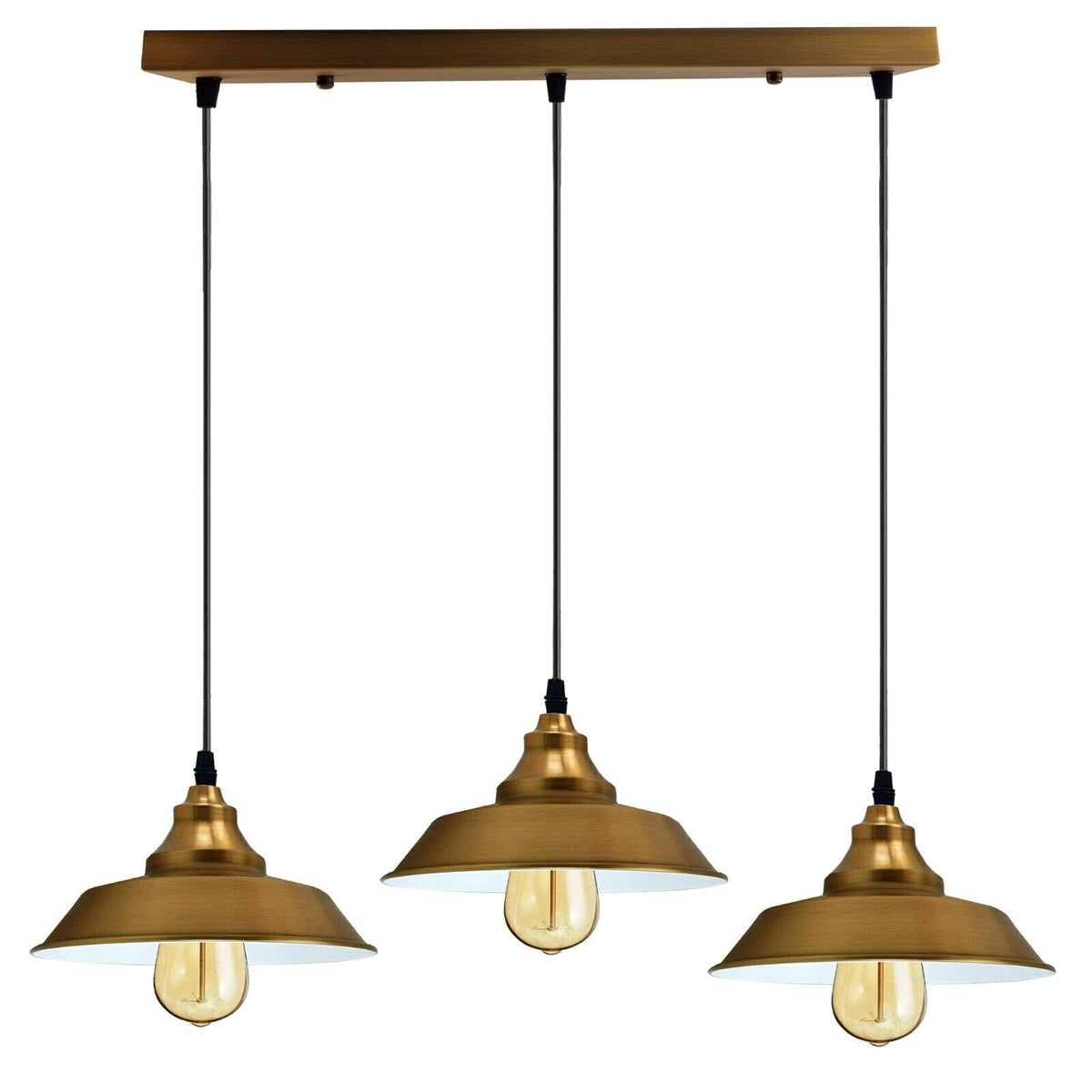 3-Light Vintage Dome Pendant – Round Plate or Bar, 8 Finishes - photo 9