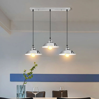 3-Light Vintage Dome Pendant – Round Plate or Bar, 8 Finishes - photo 4