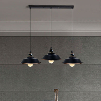 3-Light Vintage Dome Pendant – Round Plate or Bar, 8 Finishes - photo 5