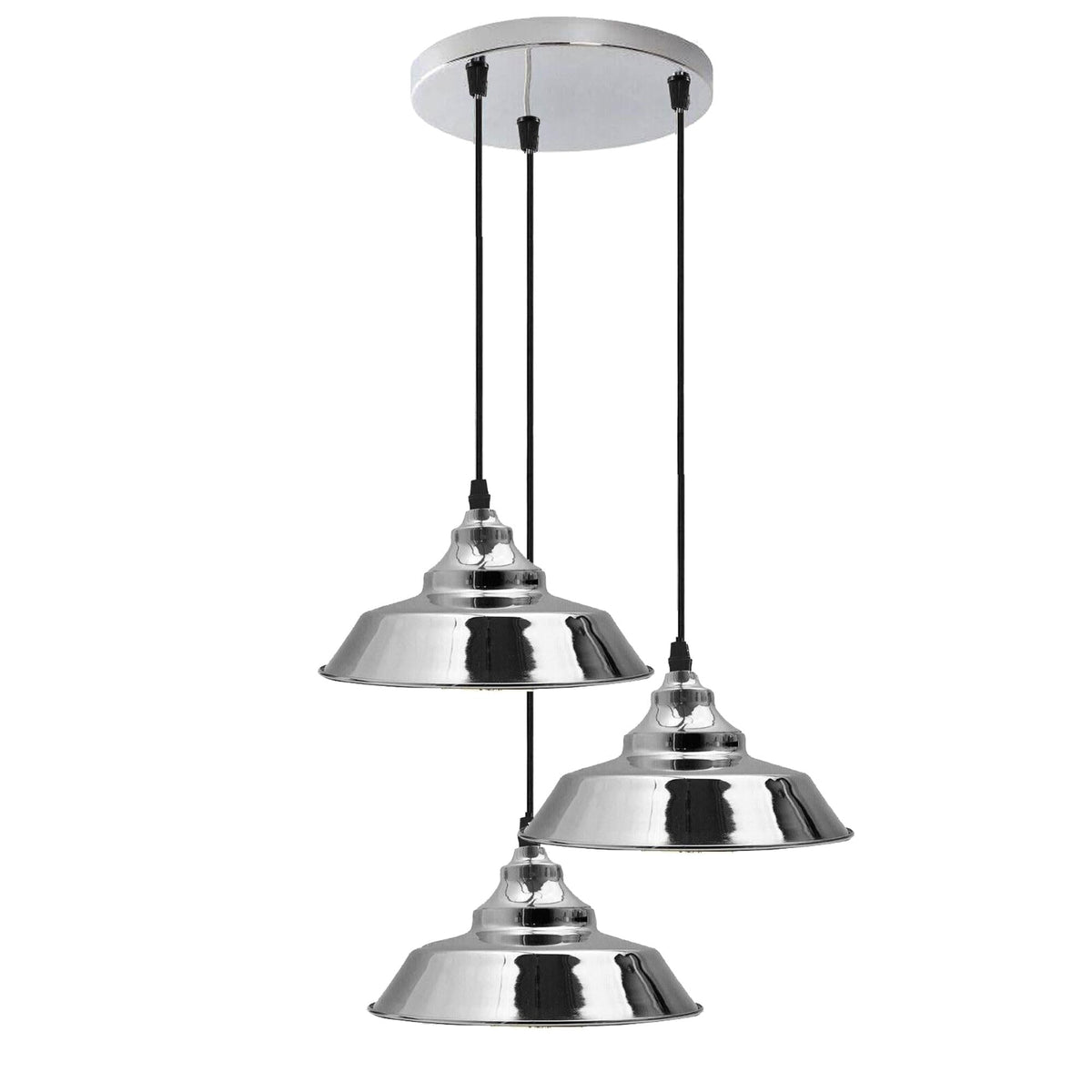 3-Light Vintage Dome Pendant – Round Plate or Bar, 8 Finishes - photo 24