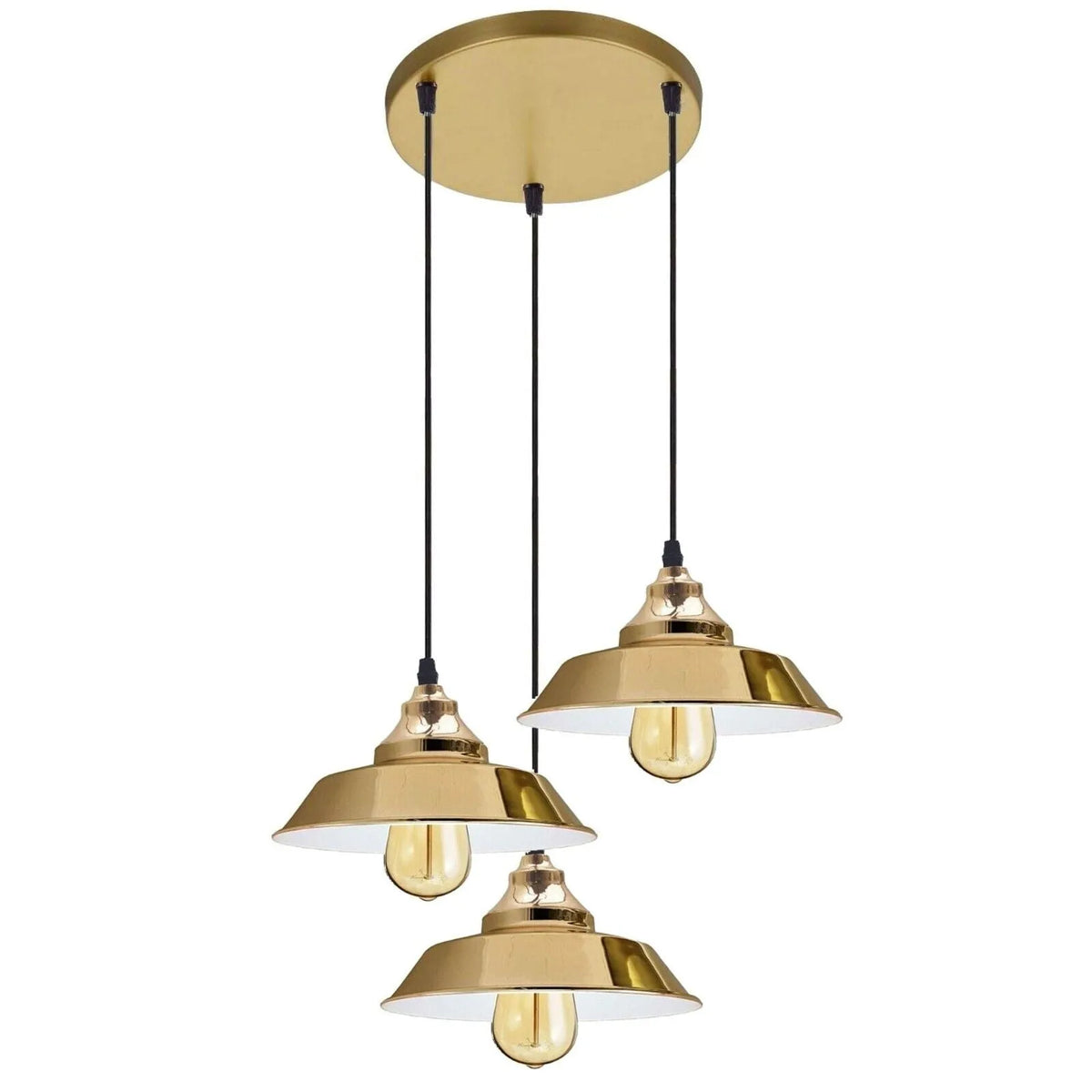 3-Light Vintage Dome Pendant – Round Plate or Bar, 8 Finishes - photo 23