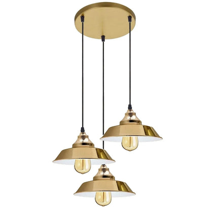 3-Light Vintage Dome Pendant – Round Plate or Bar, 8 Finishes - photo 23