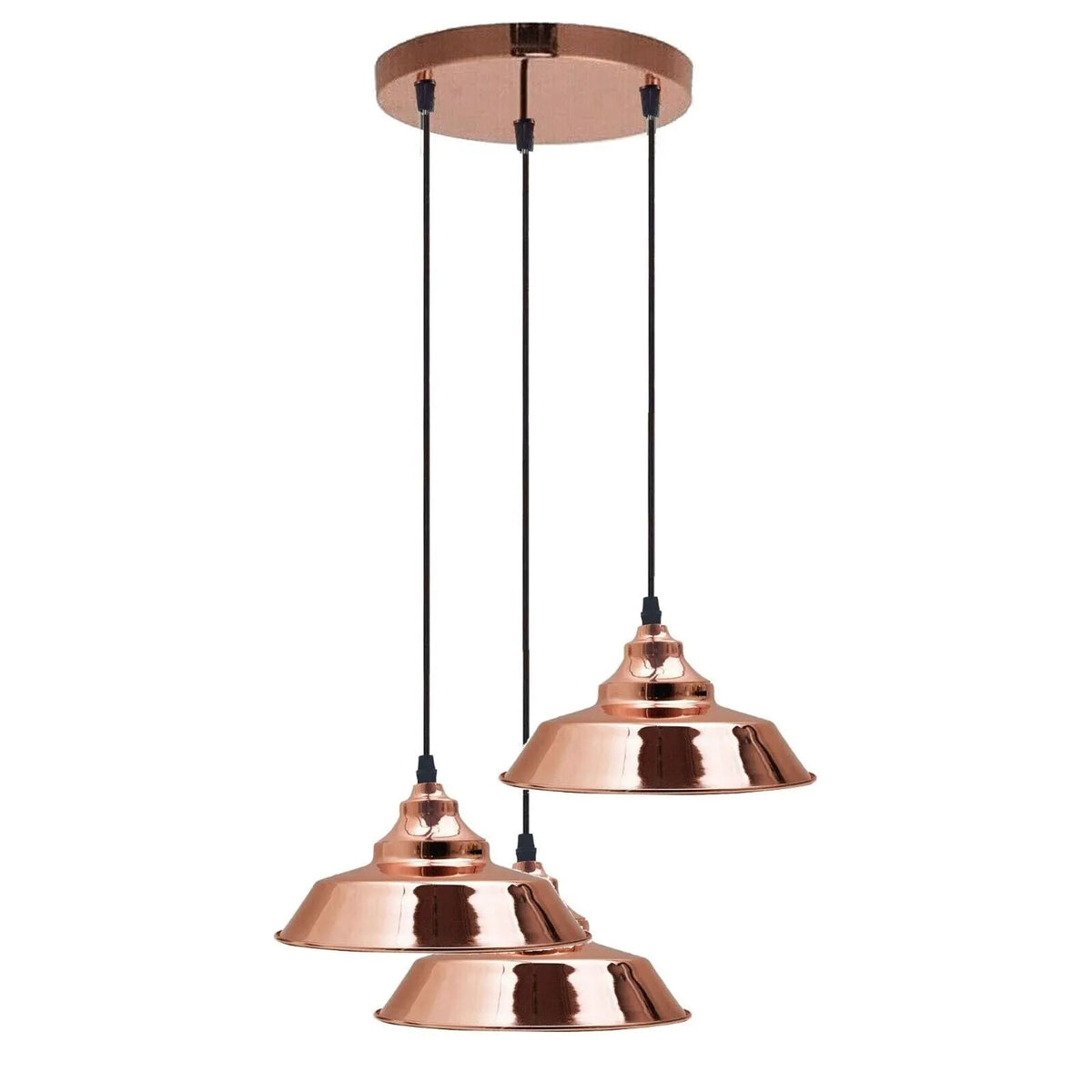 3-Light Vintage Dome Pendant – Round Plate or Bar, 8 Finishes - photo 25