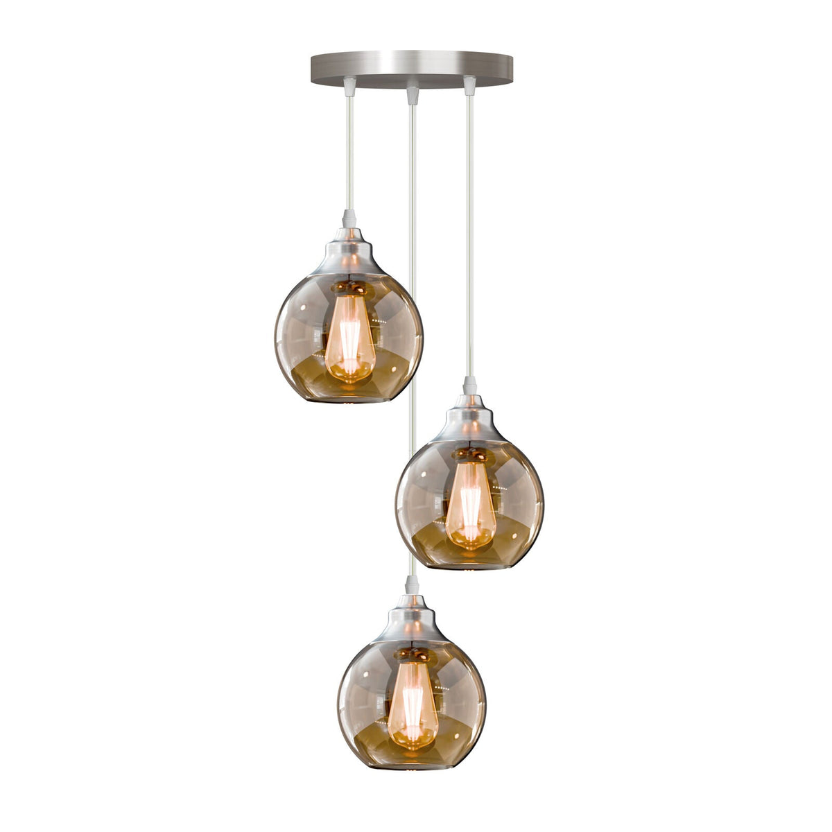 3-Light Vintage Dome Pendant – Round Plate or Bar, 8 Finishes - photo 31