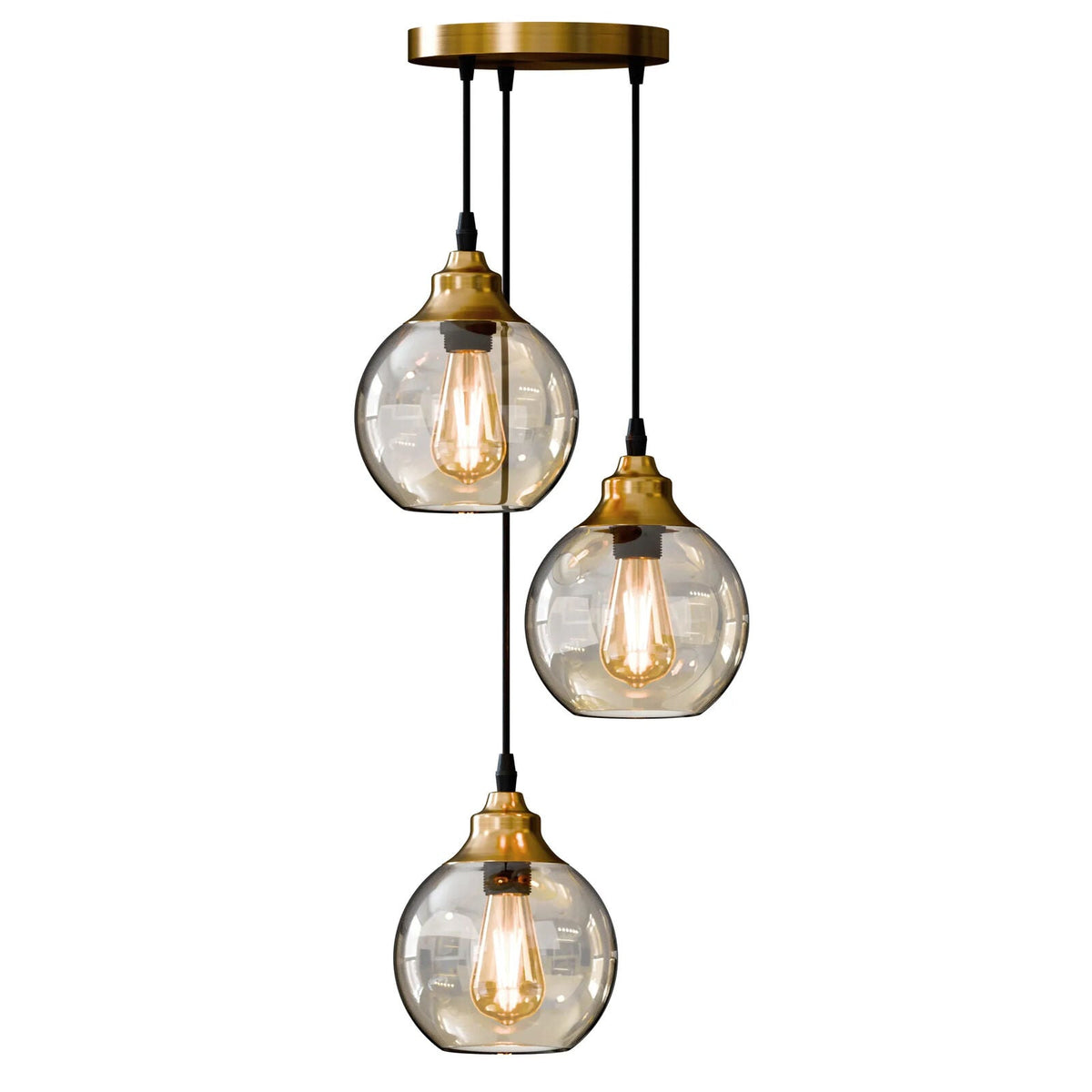 3-Light Vintage Dome Pendant – Round Plate or Bar, 8 Finishes - photo 33