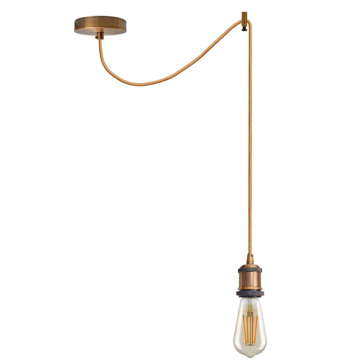 French Gold Fabric Cable Pendant Set – Swag Hook or Plain, E27 - photo 3