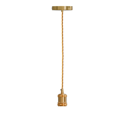 French Gold Fabric Cable Pendant Set – Swag Hook or Plain, E27 - French Gold, Holder Set, Without Bulb