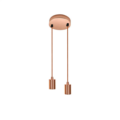 2 Light Cluster Pendant – Rose Gold, 12 cm Rose, E27 - Rose Gold, No Shade, ST64 Bulb