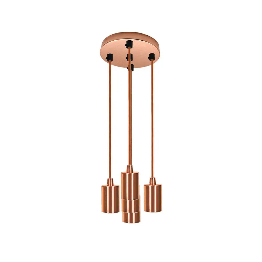 5 Light Cluster Pendant – Rose Gold, 12 cm Rose, E27 - Rose Gold, No Shade, ST64 Bulb