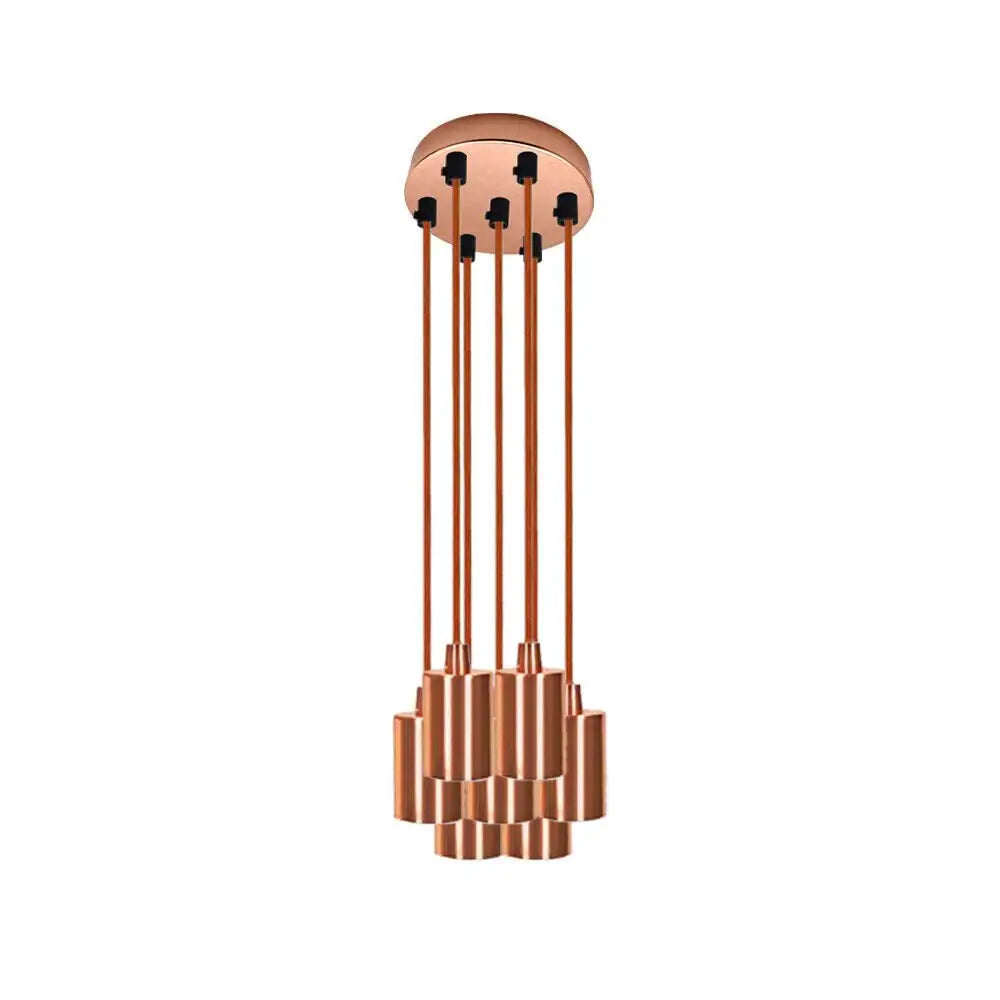 7 Light Cluster Pendant – Rose Gold, 12 cm Rose, E27 - Rose Gold, No Shade, ST64 Bulb