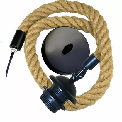 Hemp Rope Pendant Light – 1m, Black E27 Holder - photo 4