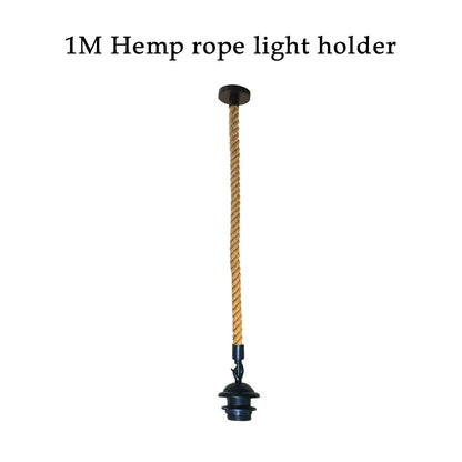 Hemp Rope Pendant Light – 1m, Black E27 Holder - Black, No Shade, Without Bulb