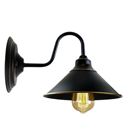 Swan Neck Wall Light with Cone Shade – Black & Gold Line, E27 - photo 9