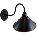 Swan Neck Wall Light with Cone Shade – Black & Gold Line, E27
