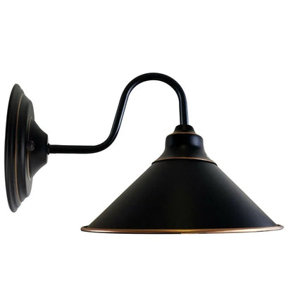 Swan Neck Wall Light with Cone Shade – Black & Gold Line, E27 - photo 8