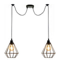 2 Light Spider Pendant – Black Diamond Cages, 2 m Cables, E27
