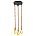 3-Light Hemp Rope Pendant – Knotted Rope, Round Plate or Bar - Hemp, Round Plate, Without Bulb