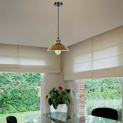 Retro Pendant Light – Metal Dome, Cone or Amber Glass Shade, E27