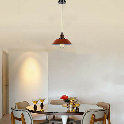 Retro Pendant Light – Metal Dome, Cone or Amber Glass Shade, E27 - photo 2