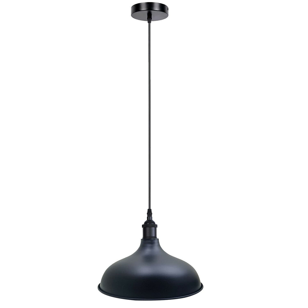 Retro Pendant Light – Metal Dome, Cone or Amber Glass Shade, E27 - photo 15