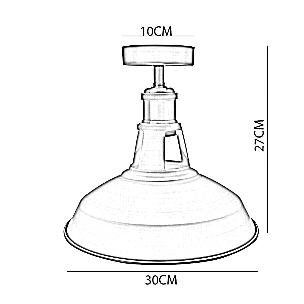 Industrial Semi Flush Ceiling Light – E27, Many Shades & Finishes - photo 7