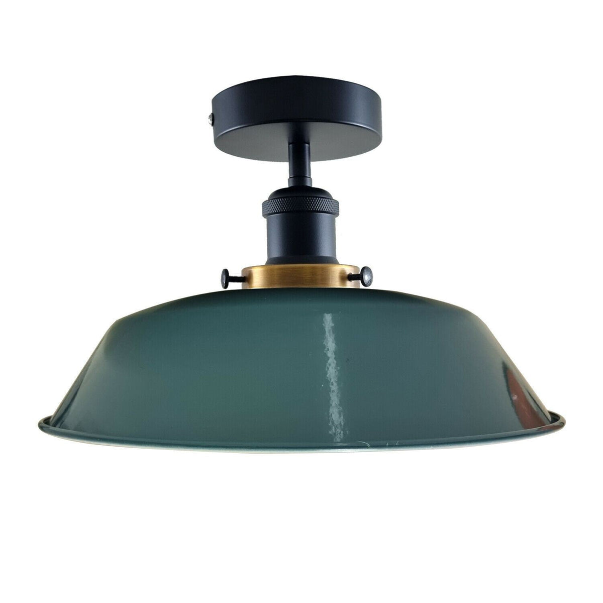 Industrial Semi Flush Ceiling Light – E27, Many Shades & Finishes - Black, Big Top 36 cm Cyan Blue, Without Bulb