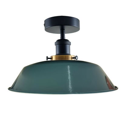 Industrial Semi Flush Ceiling Light – E27, Many Shades & Finishes - Black, Big Top 36 cm Cyan Blue, Without Bulb