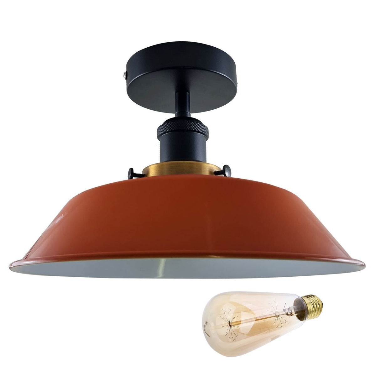 Industrial Semi Flush Ceiling Light – E27, Many Shades & Finishes - photo 30