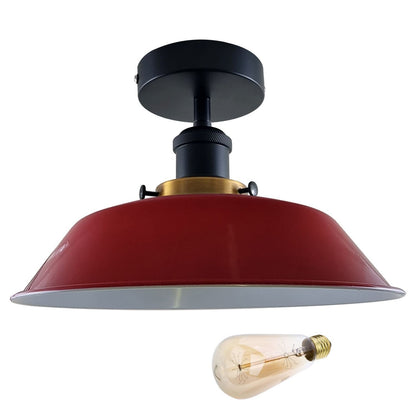 Industrial Semi Flush Ceiling Light – E27, Many Shades & Finishes - photo 26
