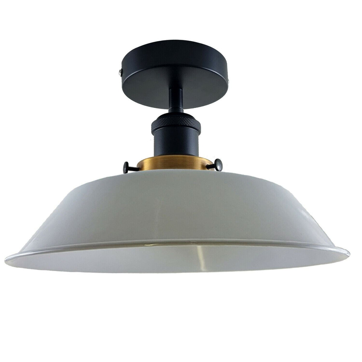 Industrial Semi Flush Ceiling Light – E27, Many Shades & Finishes - Black, Big Top 36 cm White, Without Bulb