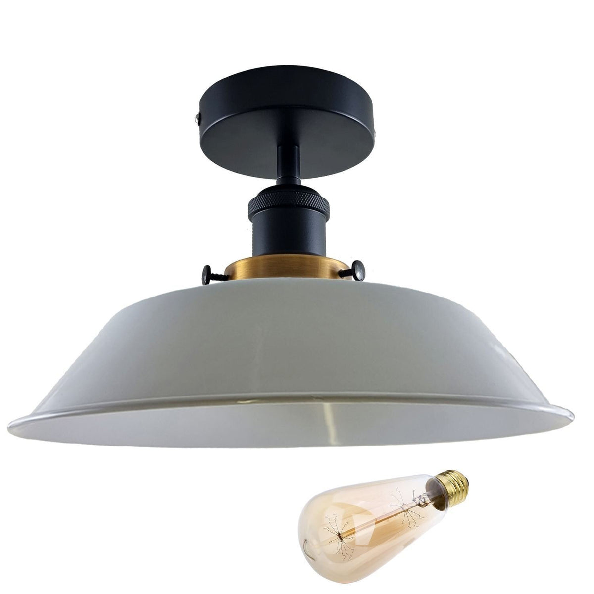Industrial Semi Flush Ceiling Light – E27, Many Shades & Finishes - photo 27